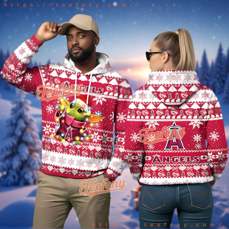 Los Angeles Angels Baby Yoda Light Ugly 3D Hoodie Men
