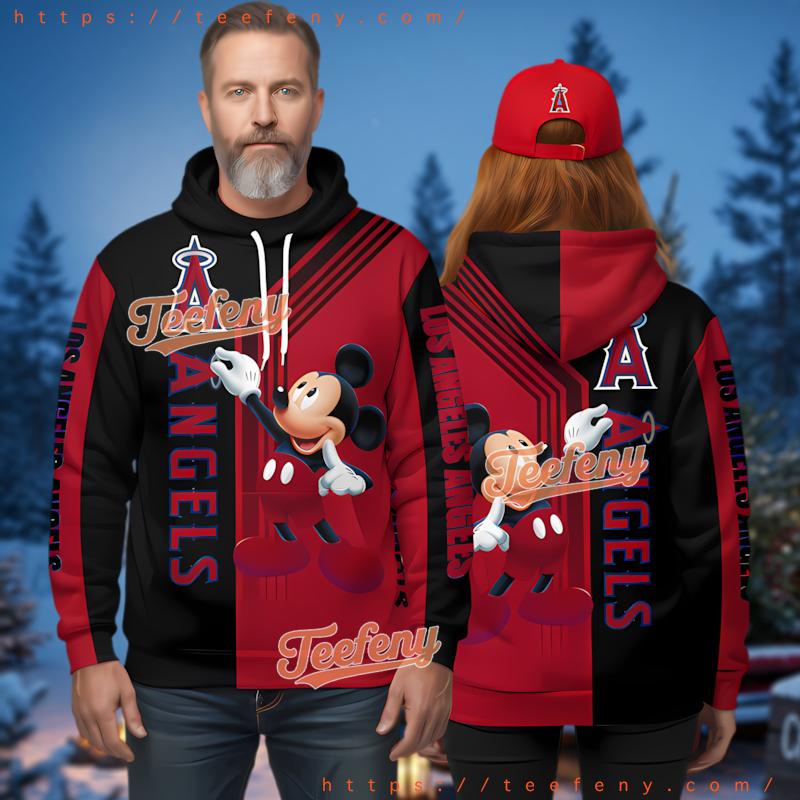 Los Angeles Angels Mickey Mouse 3D Pullover Hoodie Los Angeles Angels Mickey Mouse 3D Pullover Hoodie