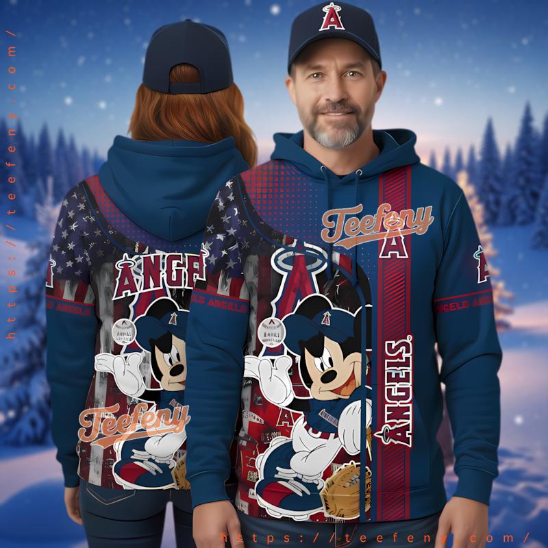 Los Angeles Angels Mickey Mouse Baseball American 3D Hoodie Women Los Angeles Angels Mickey Mouse Baseball American 3D Hoodie Women