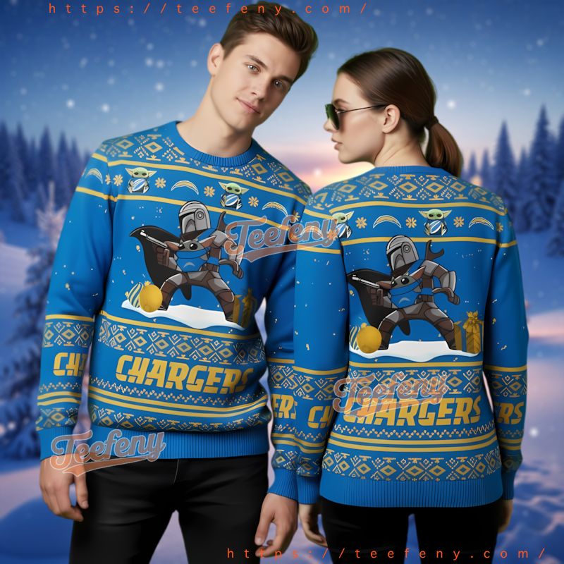 Los Angeles Chargers Baby Yoda Boba Fett Ugly Sweater Holiday