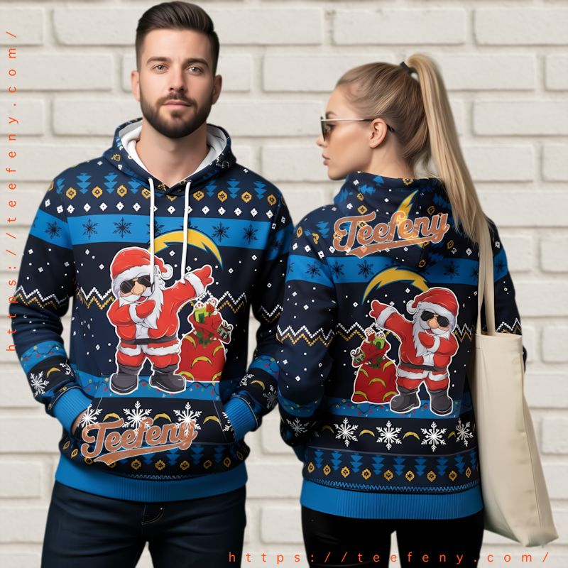 Los Angeles Chargers Dabbing Santa Ugly 3D Hoodie Christmas Los Angeles Chargers Dabbing Santa Ugly 3D Hoodie Christmas