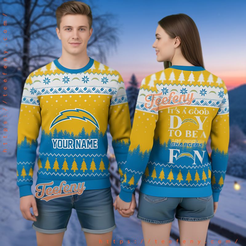 Los Angeles Chargers Good Day To Be A Fan Ugly Christmas Sweater