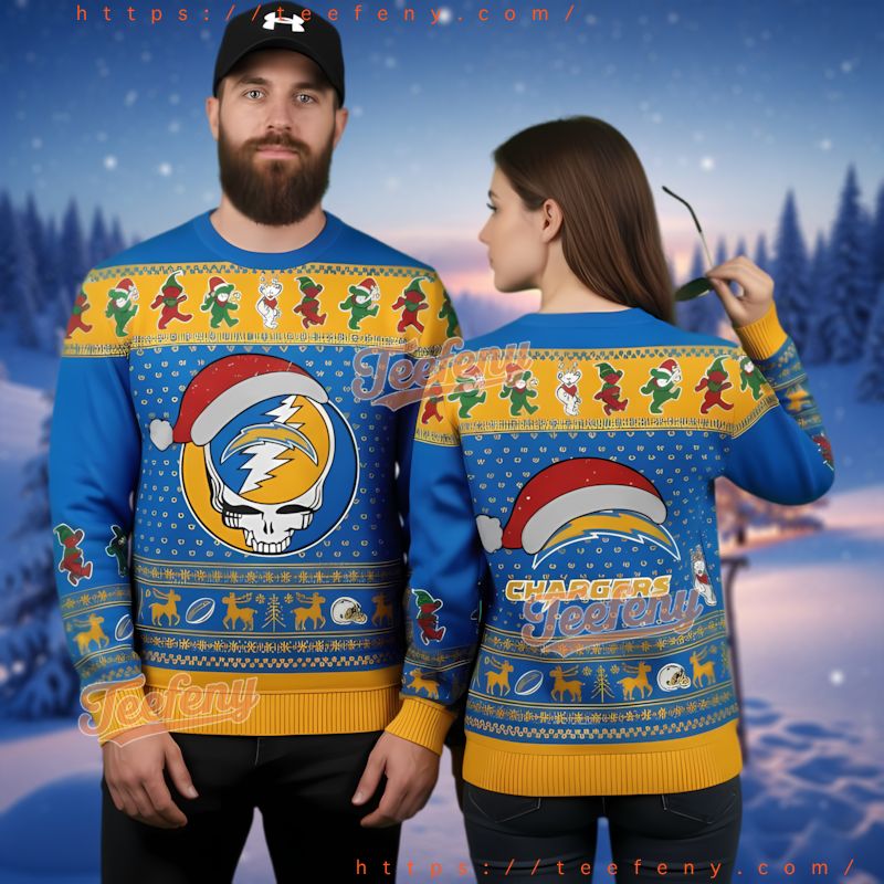 Los Angeles Chargers Grateful Dead Fan Ugly Christmas Sweater