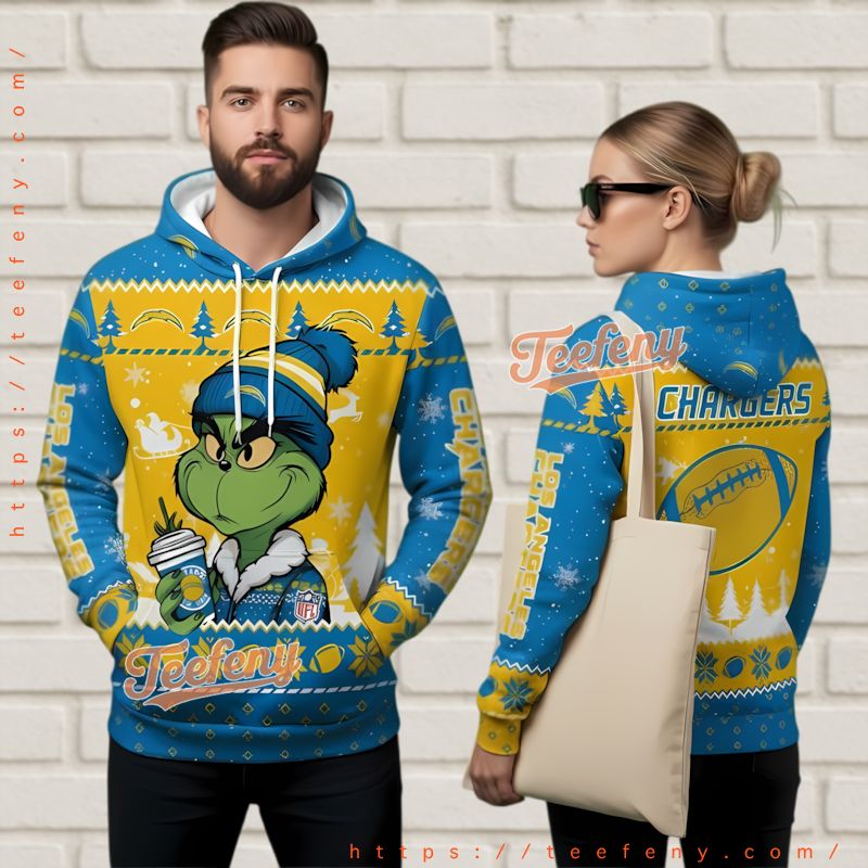 Los Angeles Chargers Grinch Coffee Ugly 3D Hoodie Christmas
