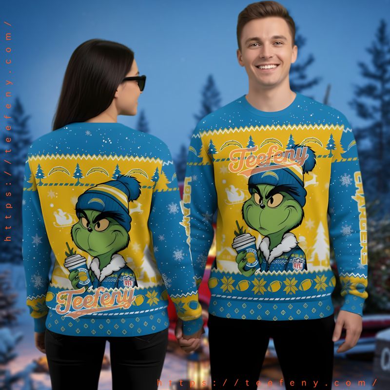 Los Angeles Chargers Grinch Coffee Ugly Christmas Sweater