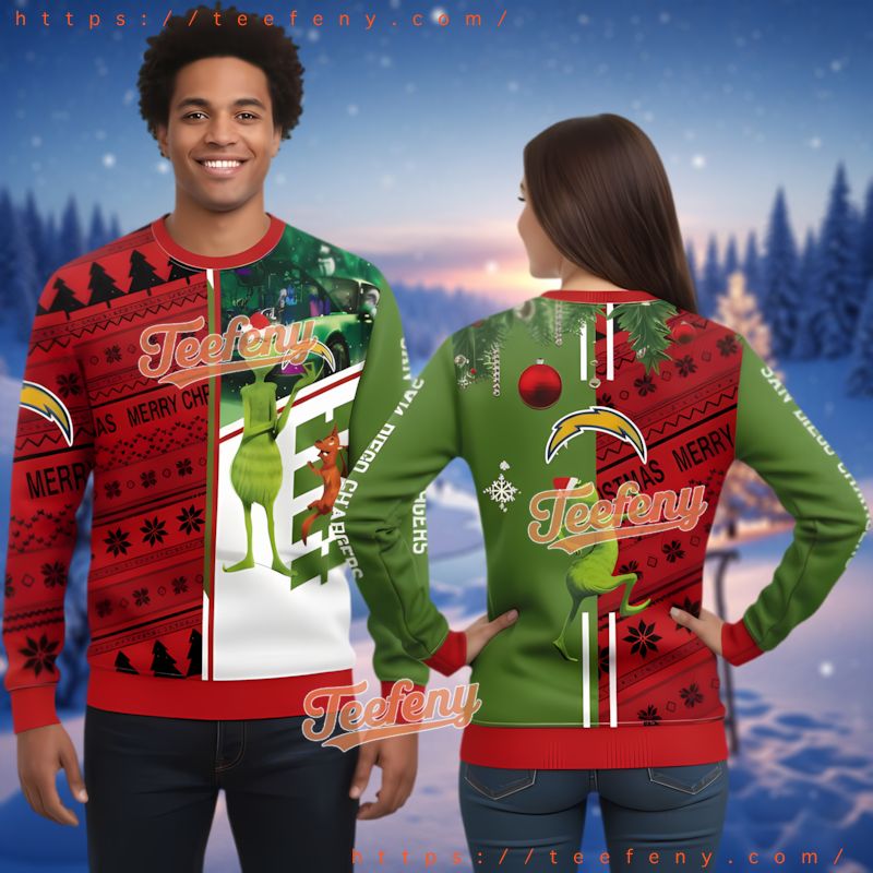 Los Angeles Chargers Grinch Scooby Doo Ugly Christmas Sweater