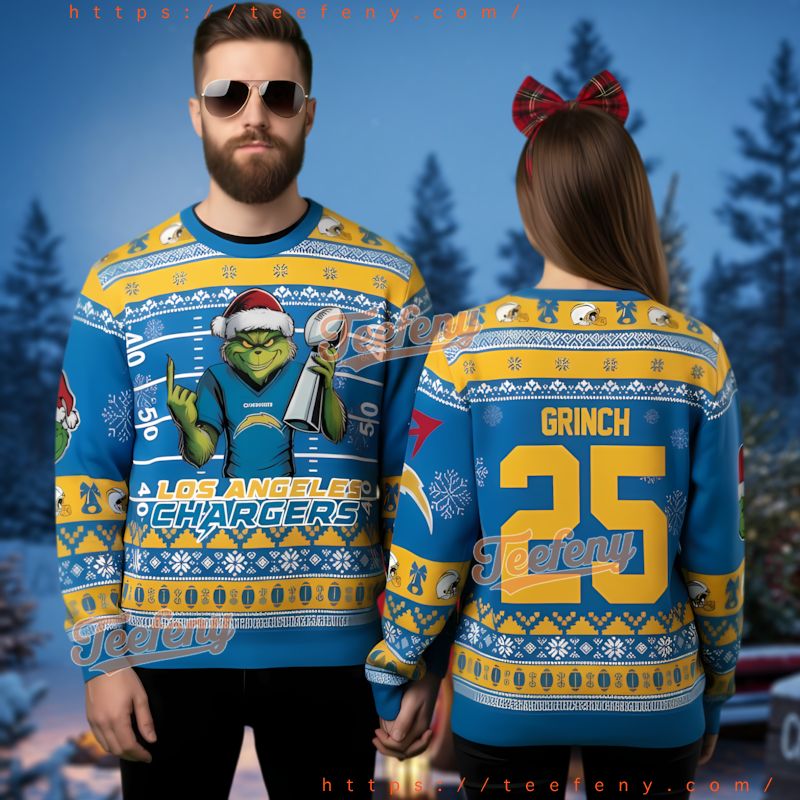 Los Angeles Chargers Grinch Super Bowl Ugly Christmas Sweater Holiday