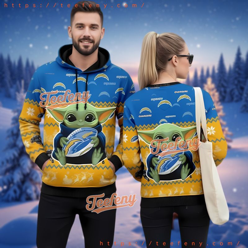 Los Angeles Chargers Grogu Ugly 3D Hoodie Star Wars Football Merch