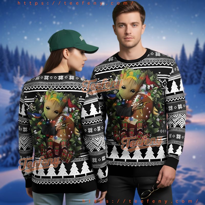 Los Angeles Chargers Groot Wreath Ugly Christmas Sweater Holiday