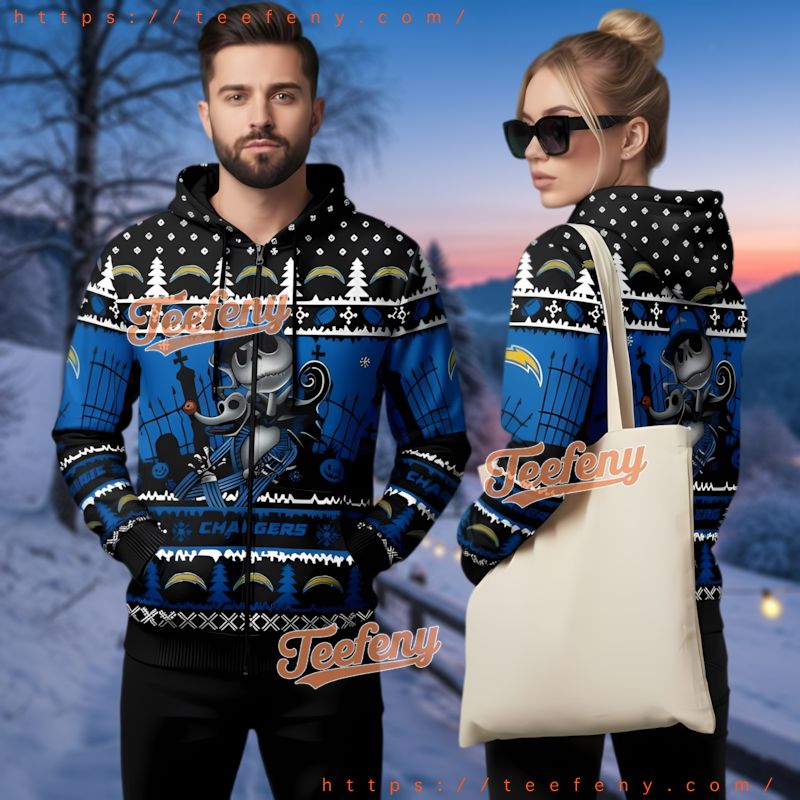 Los Angeles Chargers Jack Skellington Ugly 3D Hoodie Nightmare Before Christmas