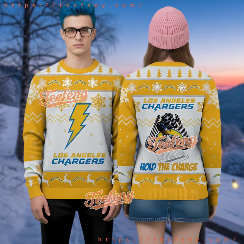 Los Angeles Chargers Lightning Bolt Yellow Ugly Christmas Sweater