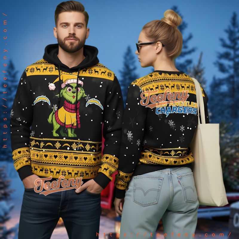 Los Angeles Chargers Max Dog Grinch Ugly Christmas 3D Hoodie