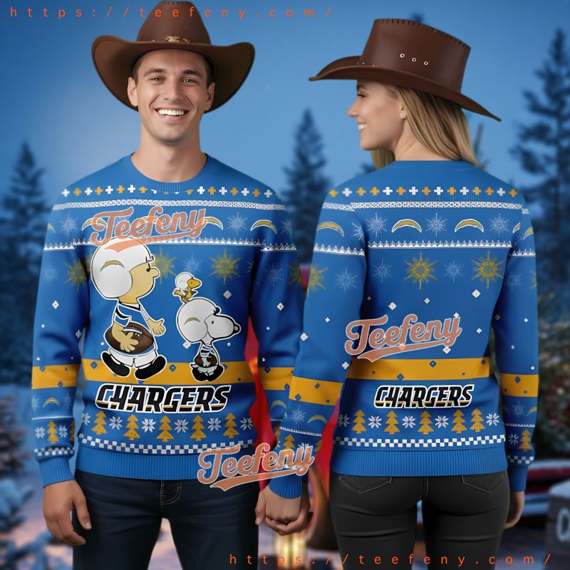 Los Angeles Chargers Peanuts Football Ugly Christmas Sweater