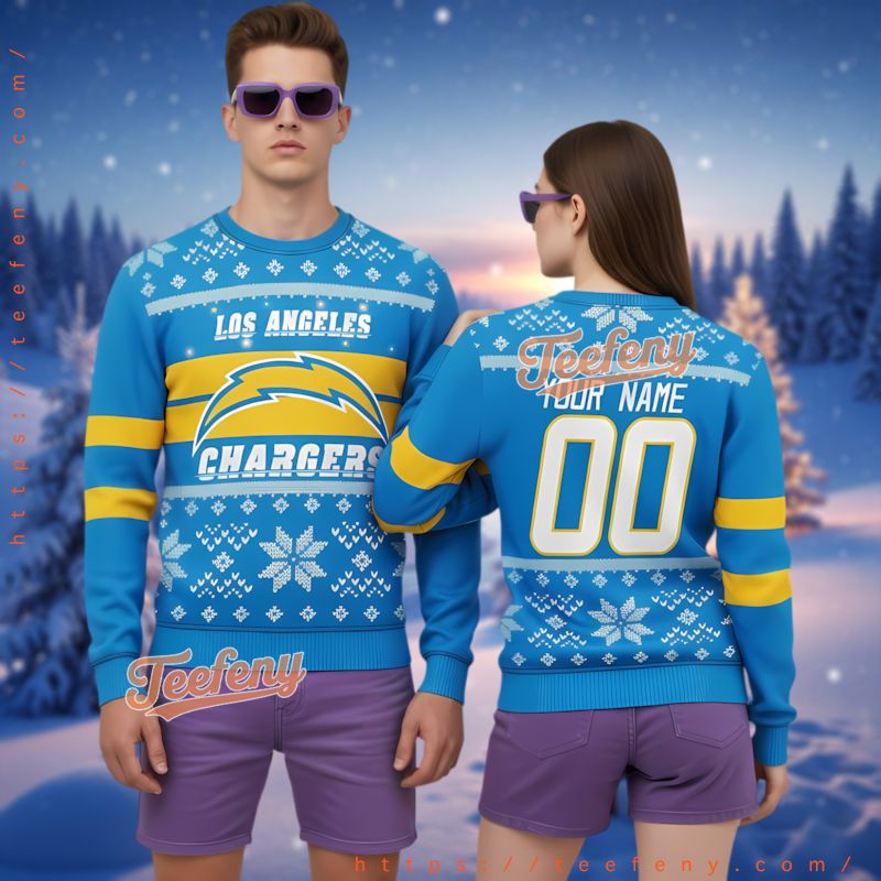 Los Angeles Chargers Personalized Ugly Christmas Sweater Men Women