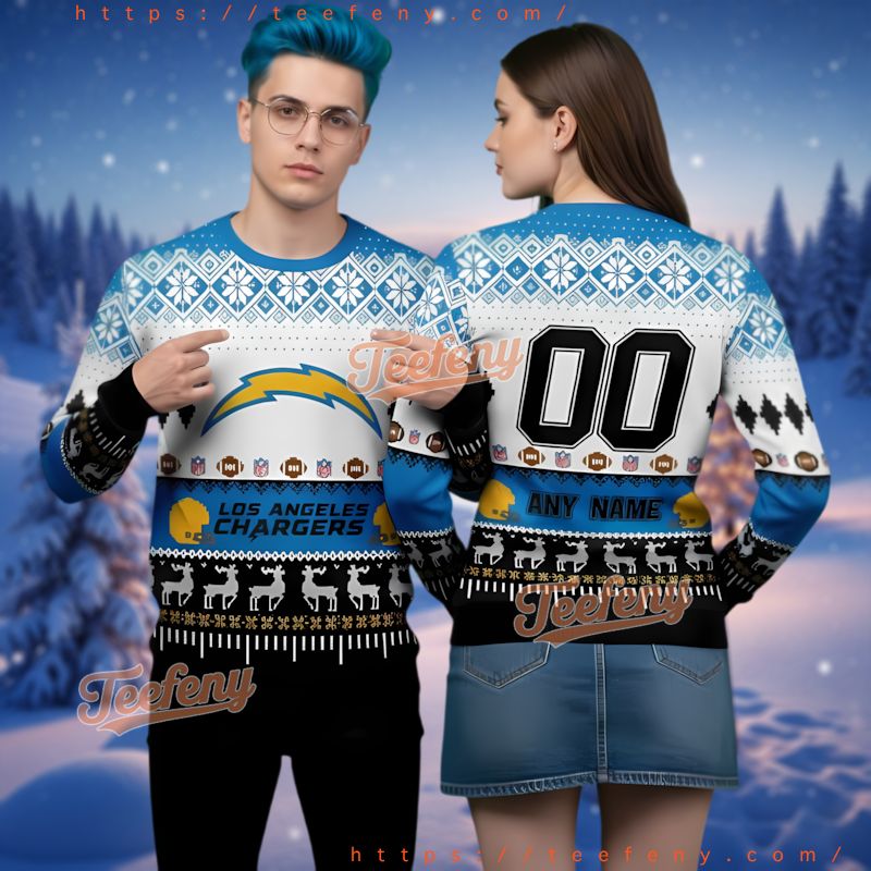 Los Angeles Chargers Reindeer Ugly Christmas Sweater Game Day
