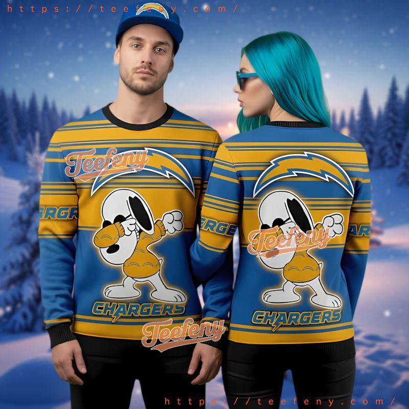 Los Angeles Chargers Snoopy Dab Ugly Christmas Sweater