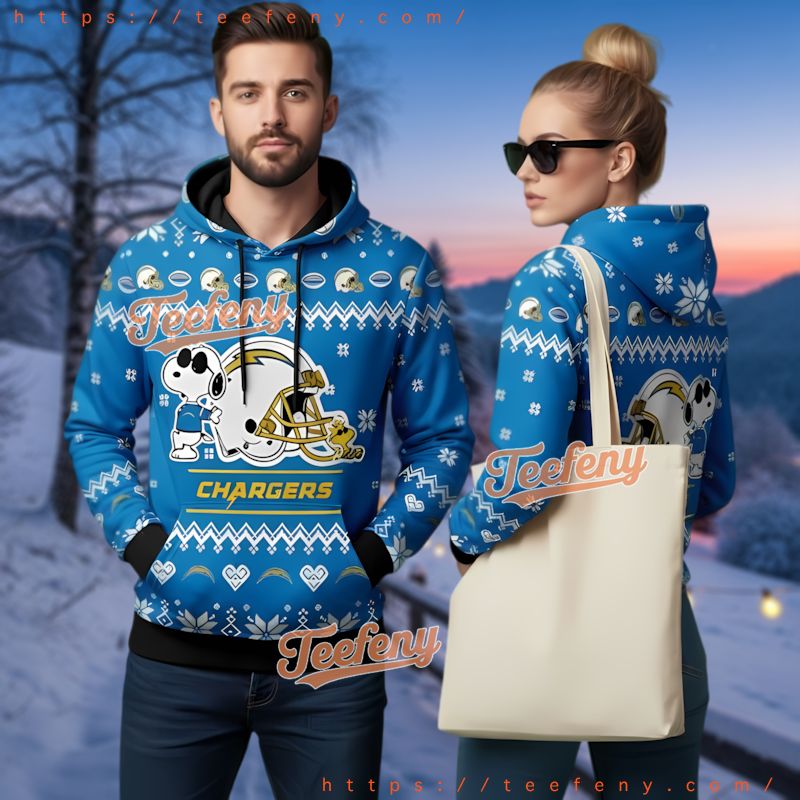 Los Angeles Chargers Snoopy Ugly 3D Hoodie Peanuts Gift Los Angeles Chargers Snoopy Ugly 3D Hoodie Peanuts Gift