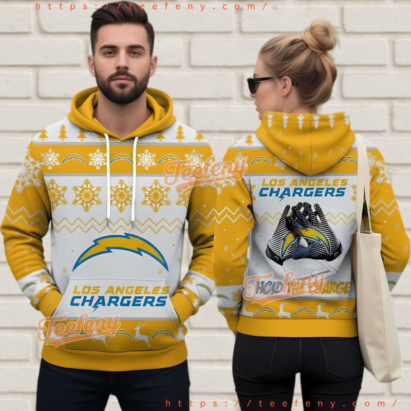Los Angeles Chargers Yellow Ugly 3D Hoodie Festive Nfl Fan Gear Los Angeles Chargers Yellow Ugly 3D Hoodie Festive Nfl Fan Gear