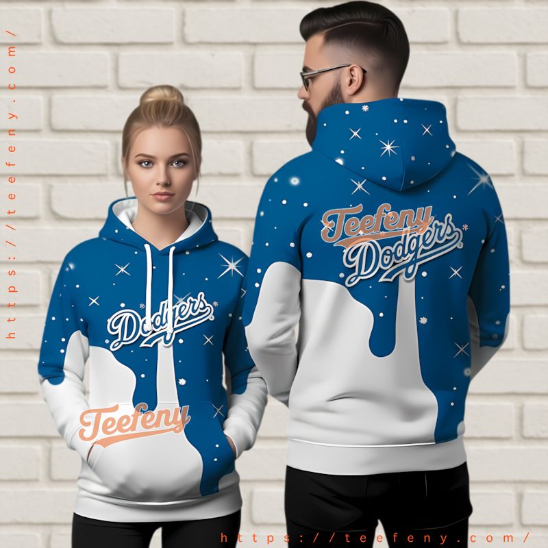 Los Angeles Dodgers Blue 3D Hoodie Night Drip Graphic Los Angeles Dodgers Blue 3D Hoodie Night Drip Graphic