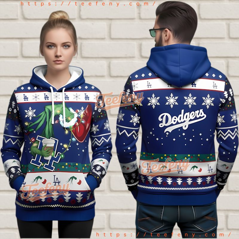 Los Angeles Dodgers Grinch Theme Christmas Ugly 3D Hoodie Los Angeles Dodgers Grinch Theme Christmas Ugly 3D Hoodie