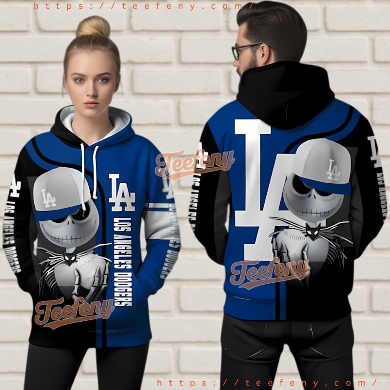 Los Angeles Dodgers Jack Skellington 3D Hoodie Nightmare Before Christmas Los Angeles Dodgers Jack Skellington 3D Hoodie Nightmare Before Christmas