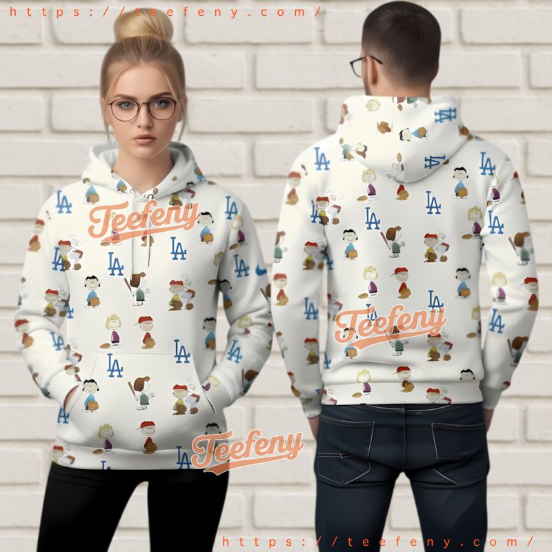 Los Angeles Dodgers Snoopy Charlie Brown 3D Hoodie Peanuts Fan Gear Los Angeles Dodgers Snoopy Charlie Brown 3D Hoodie Peanuts Fan Gear