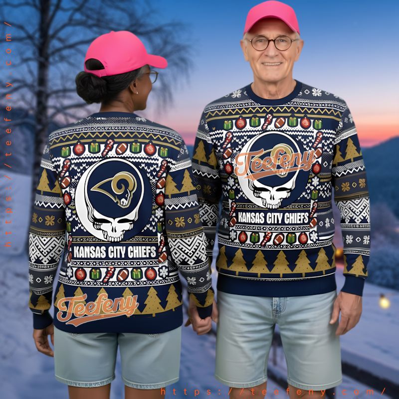 Los Angeles Rams Chiefs Grateful Dead Ugly Christmas Sweatshirt