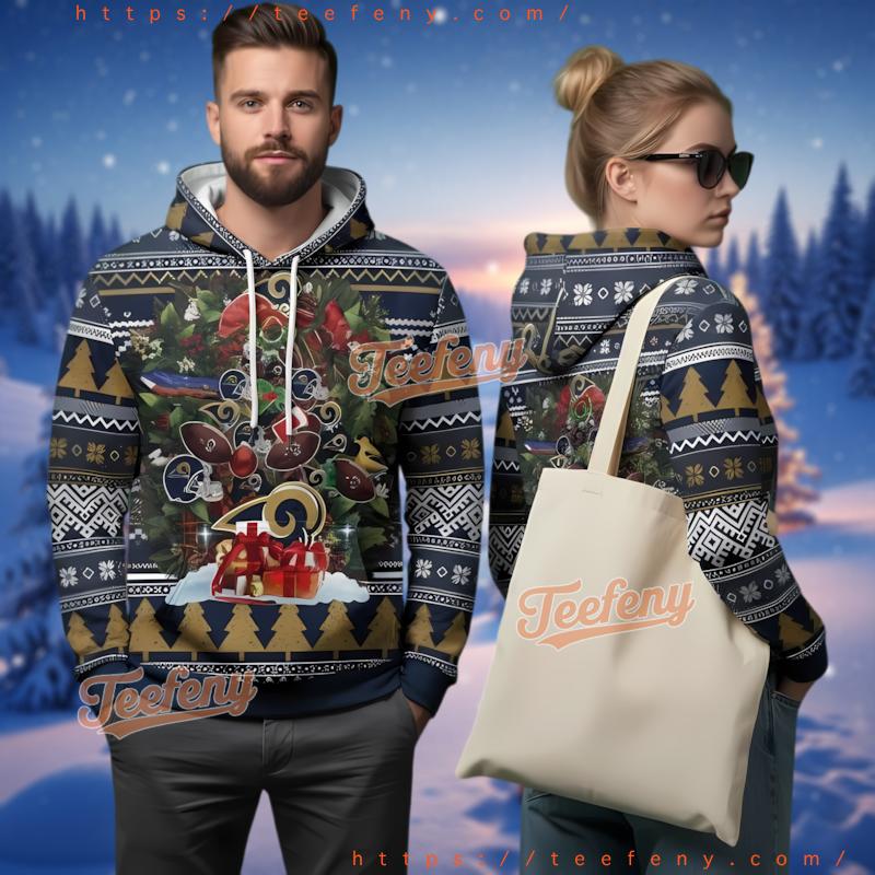 Los Angeles Rams Christmas Wreath Ugly 3D Hoodie