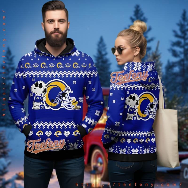 Los Angeles Rams Cute Snoopy Ugly Christmas 3D Hoodie Blue