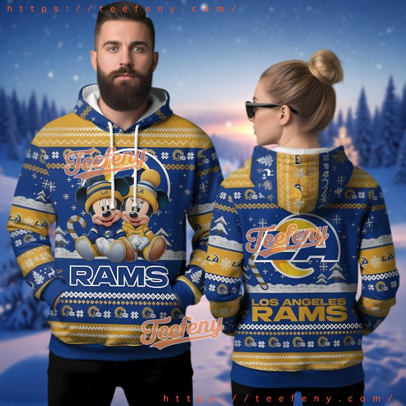 Los Angeles Rams Disney Christmas Ugly Holiday 3D Hoodie Fan Gear Los Angeles Rams Disney Christmas Ugly Holiday 3D Hoodie Fan Gear