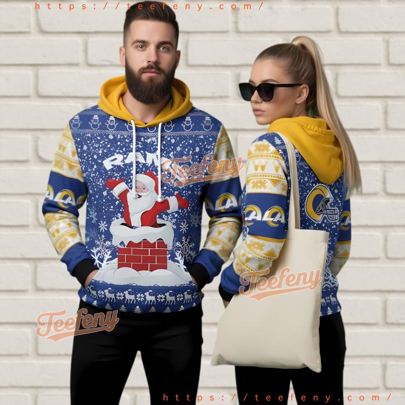 Los Angeles Rams Funny Santa Claus Ugly Christmas 3D Hoodie