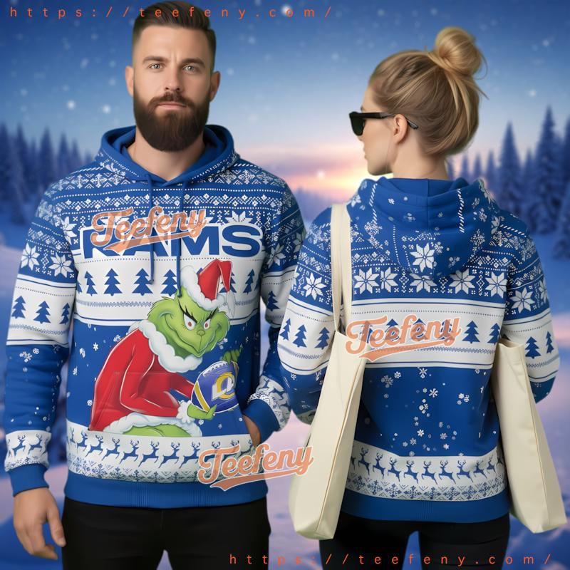Los Angeles Rams Grinch Mascot Ugly Christmas 3D Hoodie