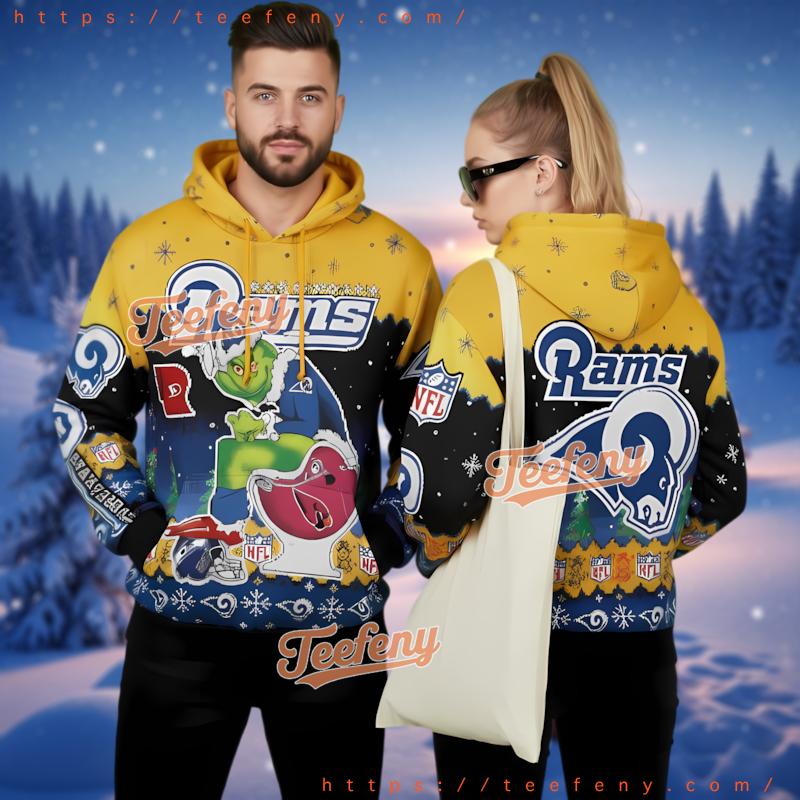 Los Angeles Rams Grinch Sleigh Funny Ugly Christmas 3D Hoodie Los Angeles Rams Grinch Sleigh Funny Ugly Christmas 3D Hoodie