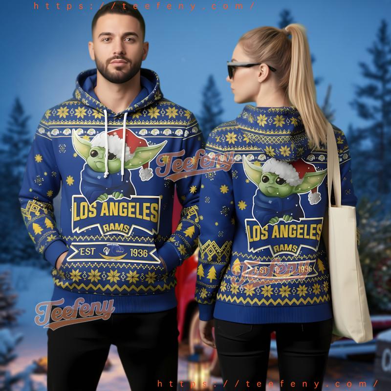 Los Angeles Rams Grogu Baby Yoda Ugly Christmas 3D Hoodie Los Angeles Rams Grogu Baby Yoda Ugly Christmas 3D Hoodie