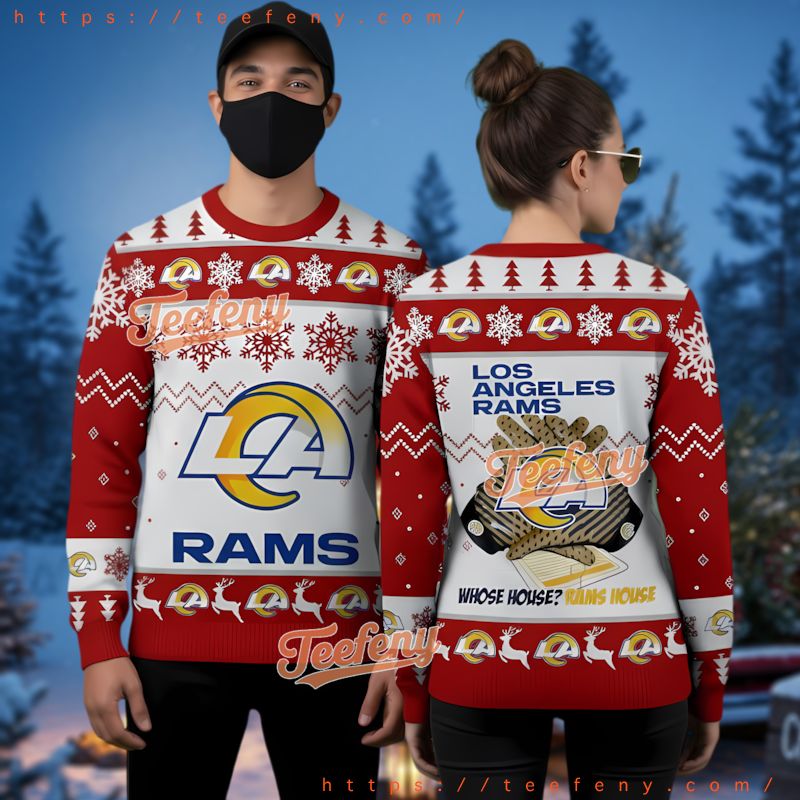 Los Angeles Rams Logo Ugly Christmas Sweater Red Snowflake Gift