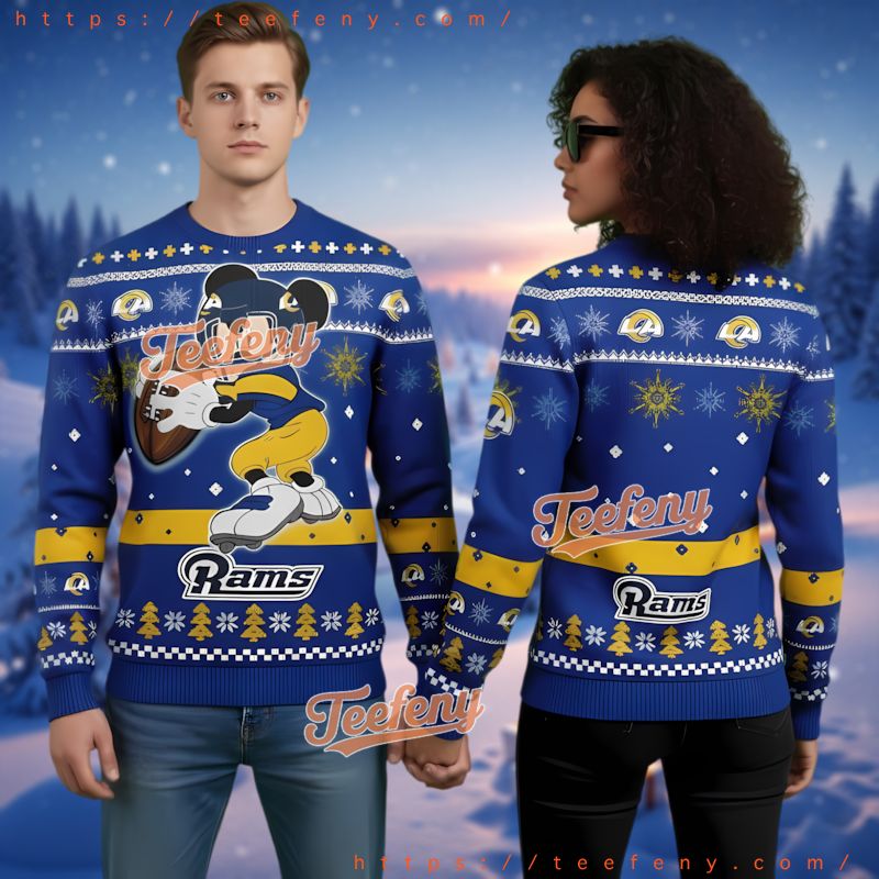 Los Angeles Rams Mickey Mascot Ugly Christmas Sweater Fan Gear