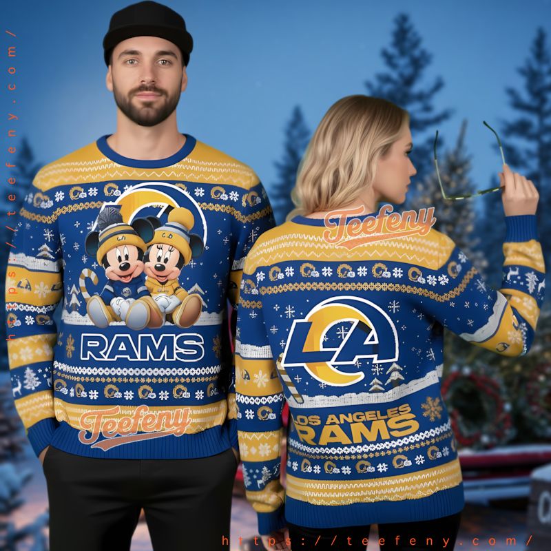 Los Angeles Rams Mickey Minnie Mouse Ugly Christmas Sweater Disney