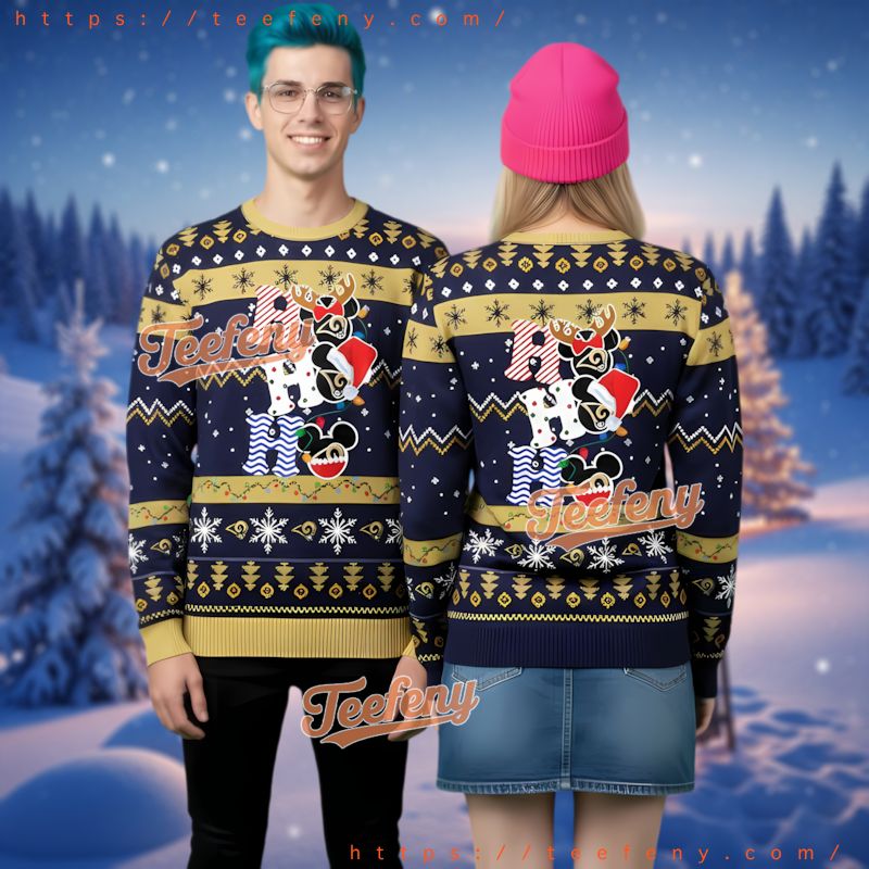 Los Angeles Rams Mickey Mouse Ho Ho Ho Ugly Christmas Sweater