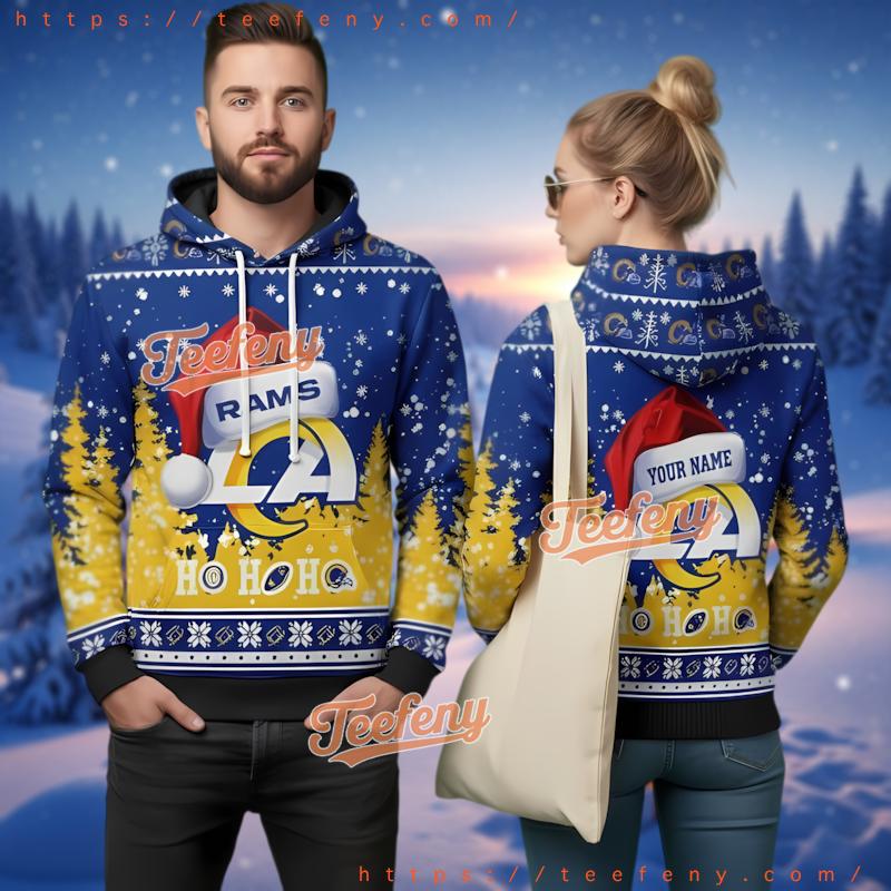 Los Angeles Rams Personalized Ugly Christmas 3D Hoodie Ho Ho Ho Los Angeles Rams Personalized Ugly Christmas 3D Hoodie Ho Ho Ho