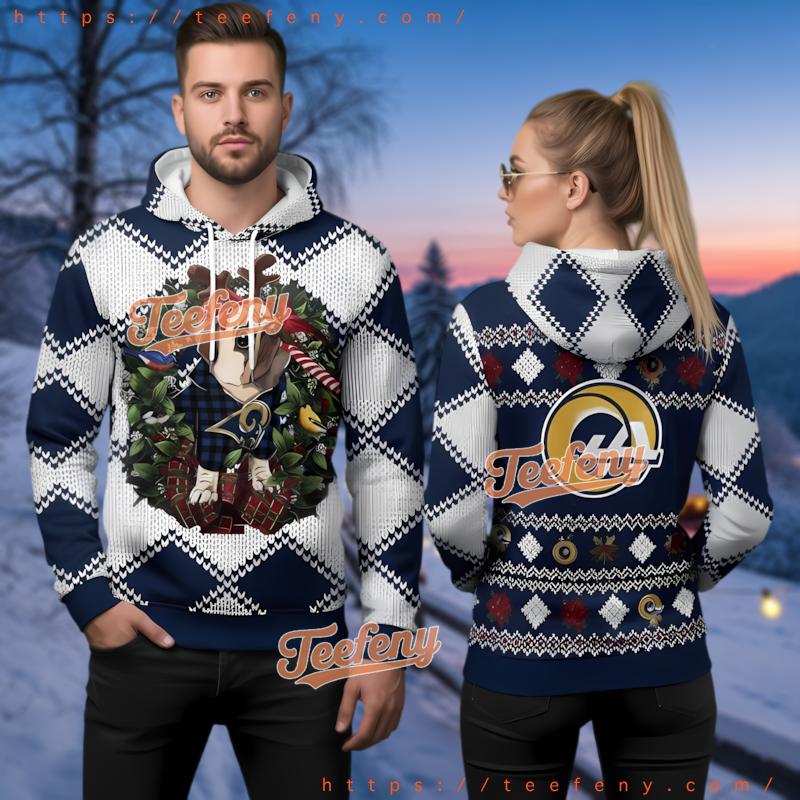 Los Angeles Rams Pug Dog Ugly Christmas 3D Hoodie Holiday Gift Los Angeles Rams Pug Dog Ugly Christmas 3D Hoodie Holiday Gift