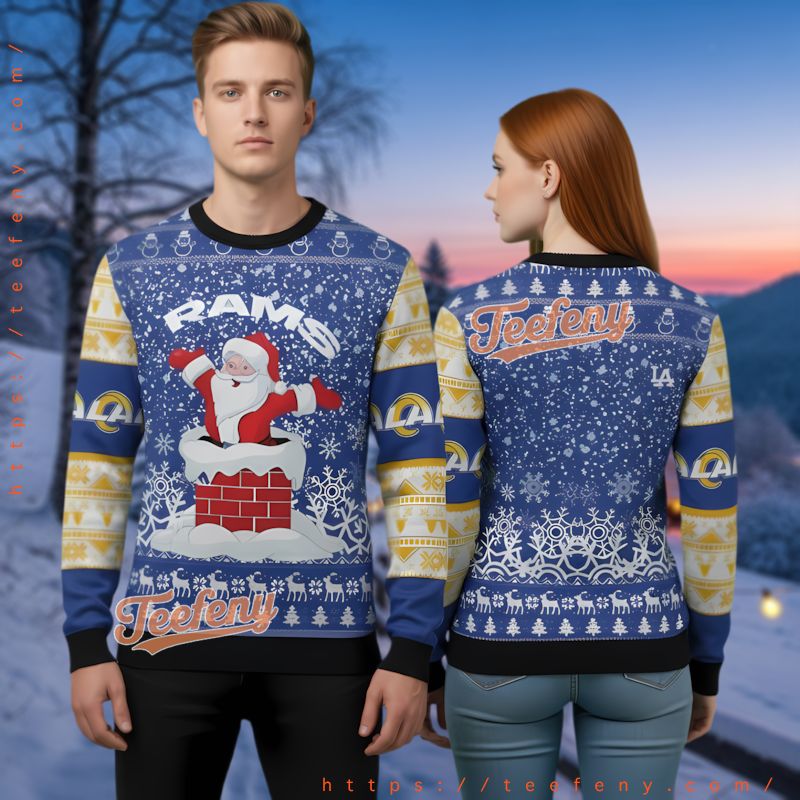 Los Angeles Rams Santa Claus Chimney Ugly Christmas Sweater