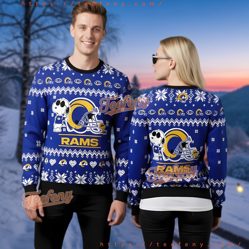 Los Angeles Rams Snoopy Peanuts Football Helmet Ugly Christmas Sweater