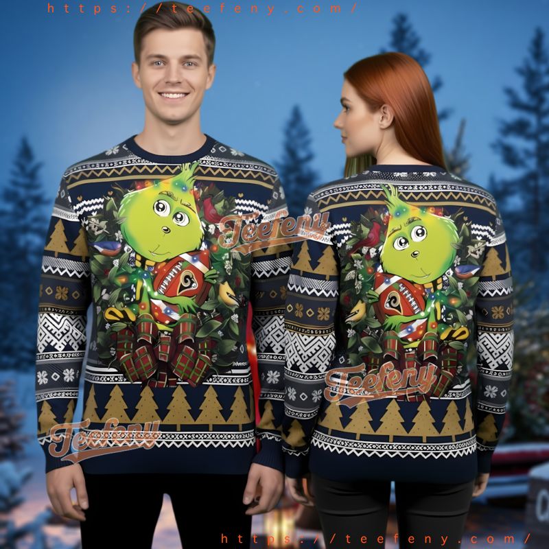 Los Angeles Rams The Grinch Hug Ugly Christmas Sweater