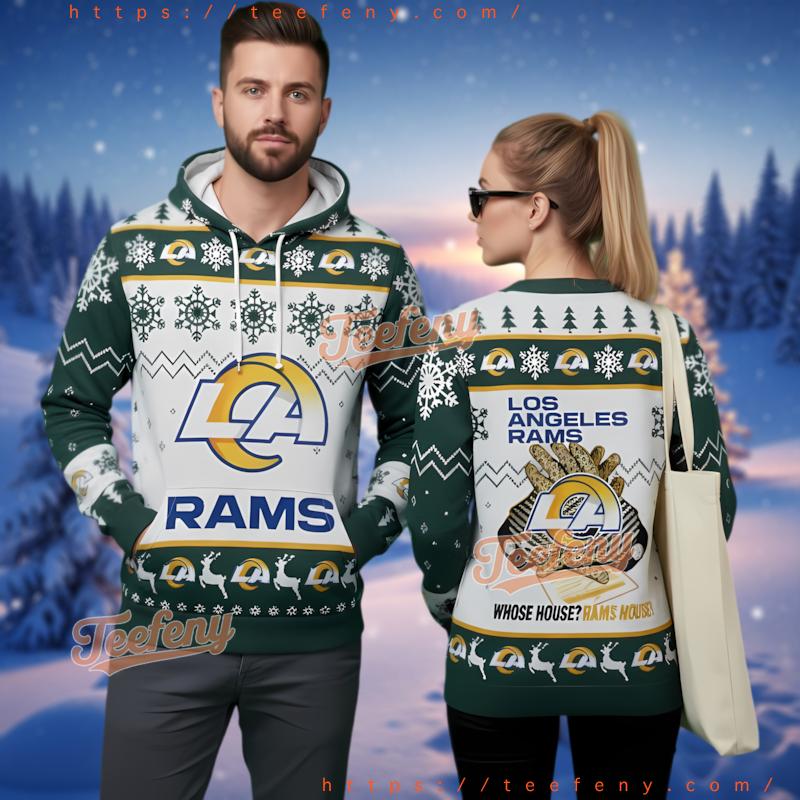 Los Angeles Rams Whose House Rams Ugly Christmas 3D Hoodie Los Angeles Rams Whose House Rams Ugly Christmas 3D Hoodie