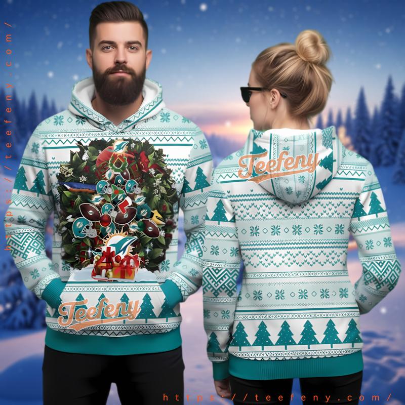 Miami Dolphins Christmas Tree Ugly 3D Hoodie Fan