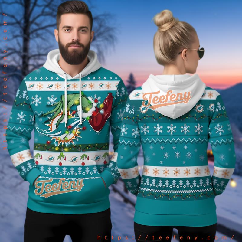 Miami Dolphins Grinch Best Ugly Christmas 3D Hoodie