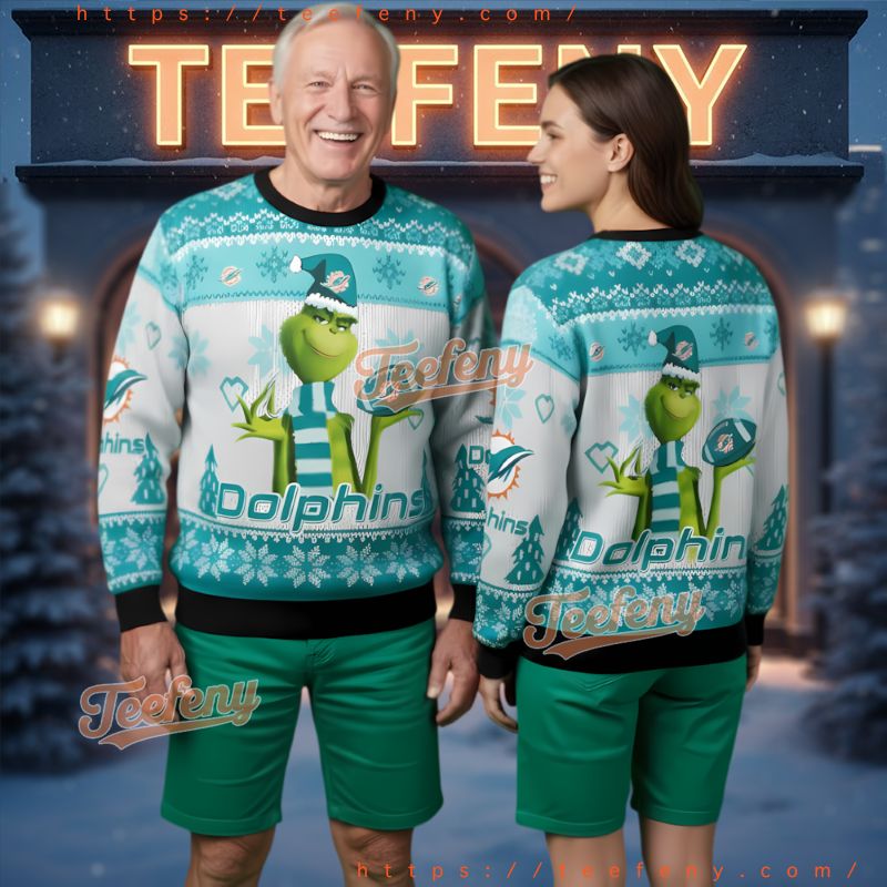 Miami Dolphins Grinch Naughty Ugly Christmas Sweater Miami Dolphins Grinch Naughty Ugly Christmas Sweater