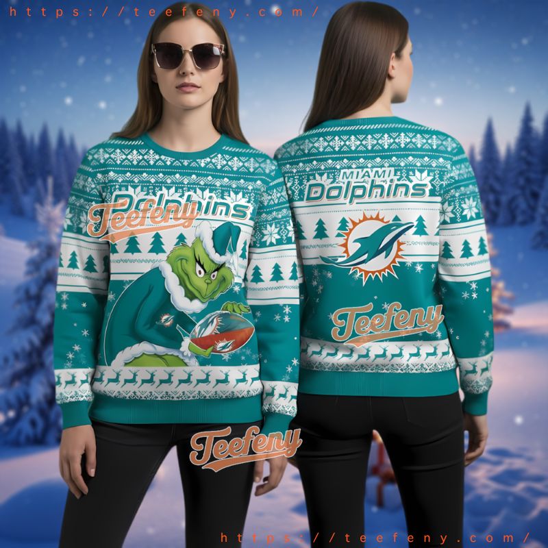 Miami Dolphins Grinch Stole Football Ugly Christmas Sweatshirt