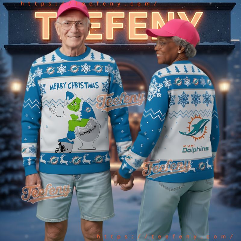 Miami Dolphins Grinch Toilet Funny Ugly Christmas Sweater Miami Dolphins Grinch Toilet Funny Ugly Christmas Sweater