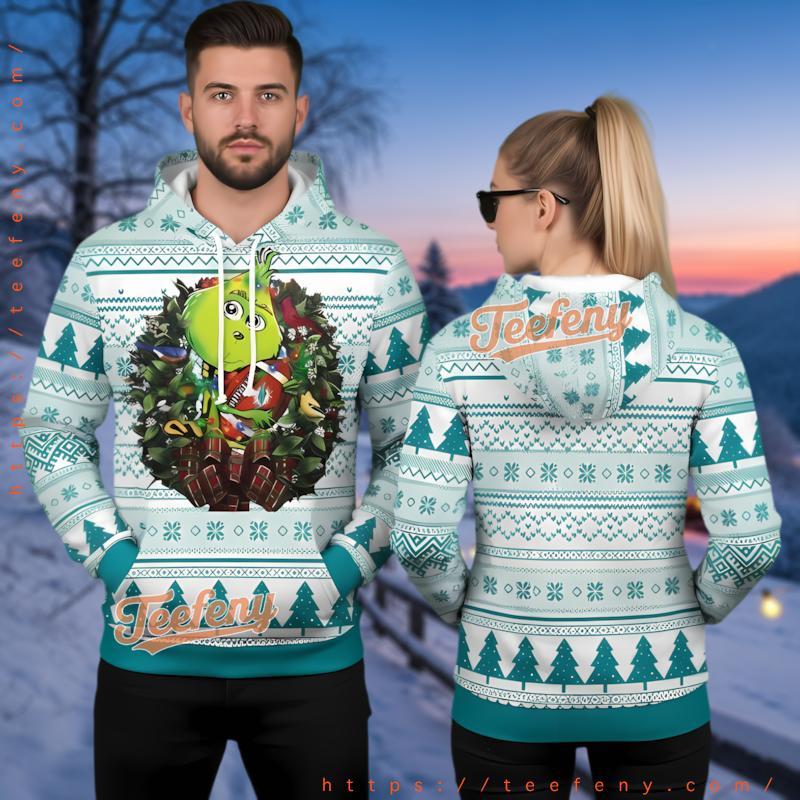 Miami Dolphins Grinch Who Stole Christmas Ugly Christmas Hoodie 3D Miami Dolphins Grinch Who Stole Christmas Ugly Christmas Hoodie 3D